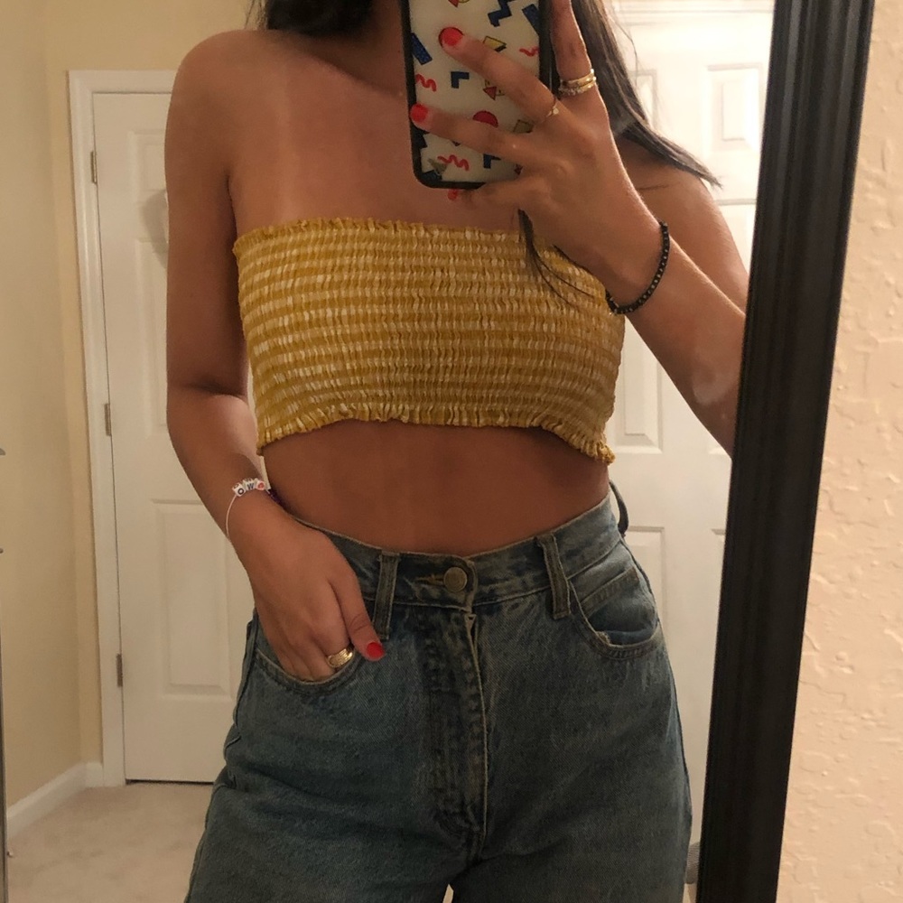 brandy melville plaid tube top